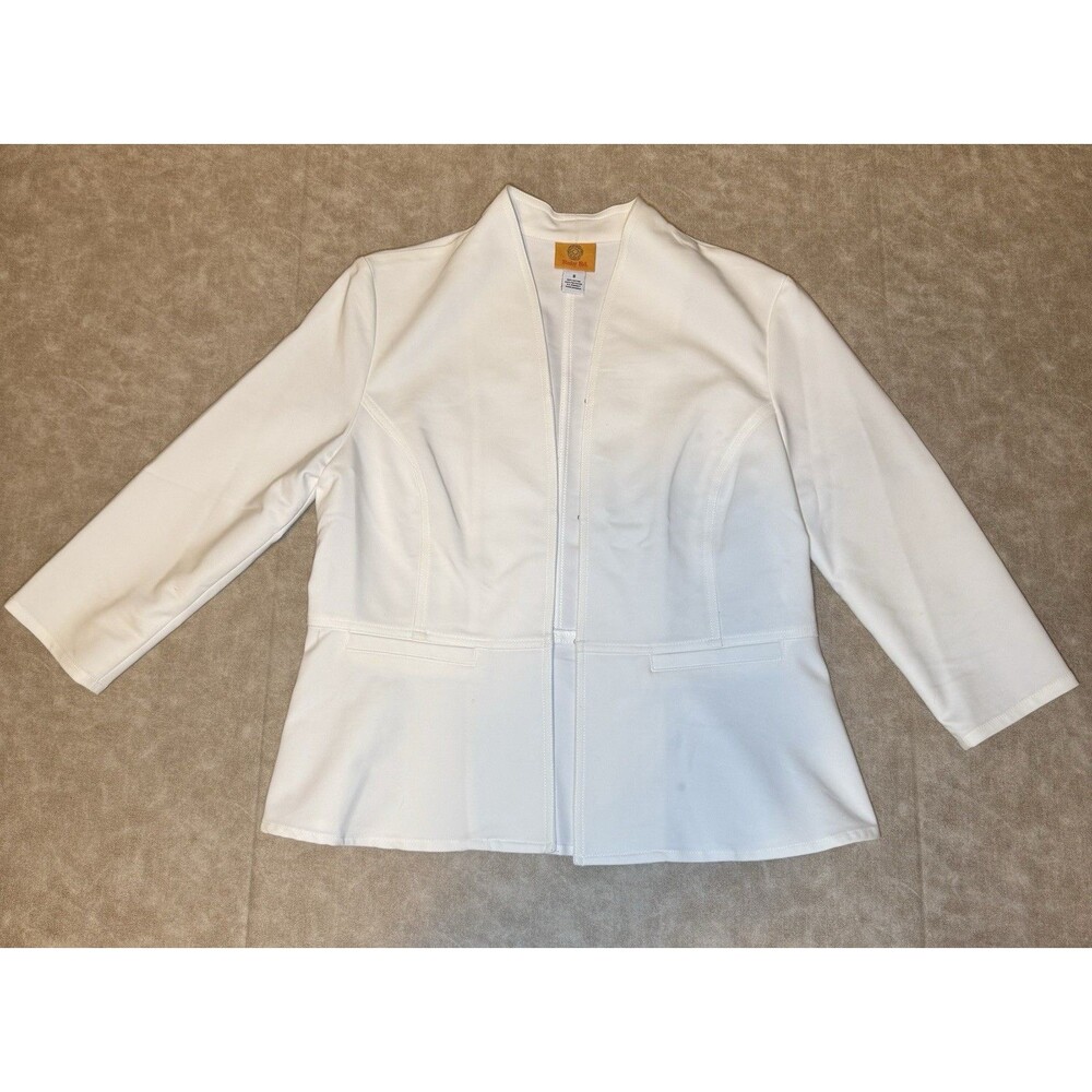 Ruby Rd. White Blazer Jacket Top Size 8 Half Sleeve